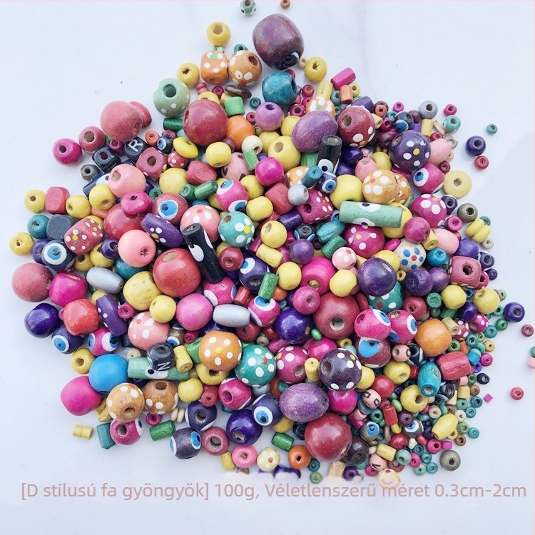 Fa gyöngyök – nagy lyukú, kerek formájú, DIY projektekhez, húzós tasakkal