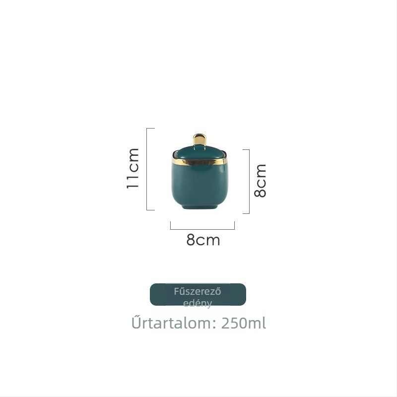 Skandináv minimalist luxus kerámia fűszertartó készlet, sötétzöld arany kerettel, otthoni, szállodai és éttermi konyhákhoz