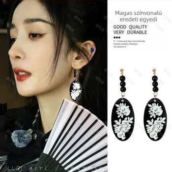 Fém tassel fülbevalók új kínai stílusban, retró cheongsam kiegészítők, női egyedi dizájnú fülbevalók, fekete