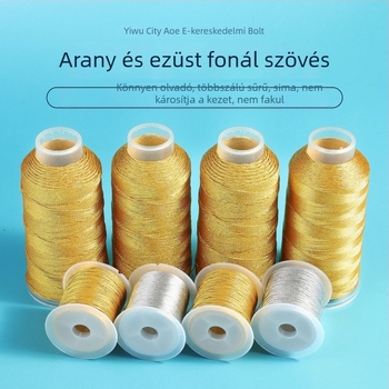 Arany- és ezüstszálak, fantázia színekben kifejeződő szál, kézzel készített karkötőzsinór, fonott kötél, jáde szálanyag ékszerekhez