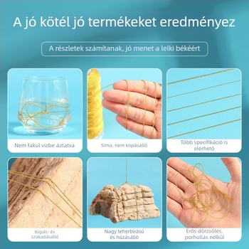 Arany- és ezüstszálak, fantázia színekben kifejeződő szál, kézzel készített karkötőzsinór, fonott kötél, jáde szálanyag ékszerekhez