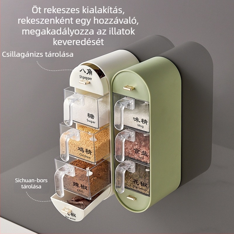 Falra szerelhető fűszertároló készlet – só és nátrium-glutamát