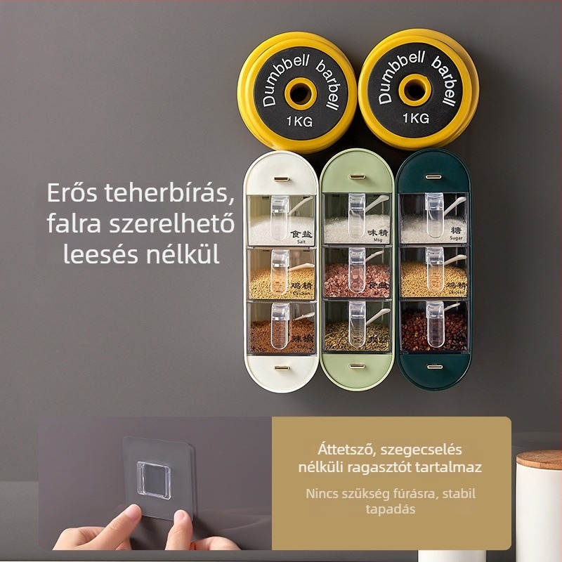 Falra szerelhető fűszertároló készlet – só és nátrium-glutamát
