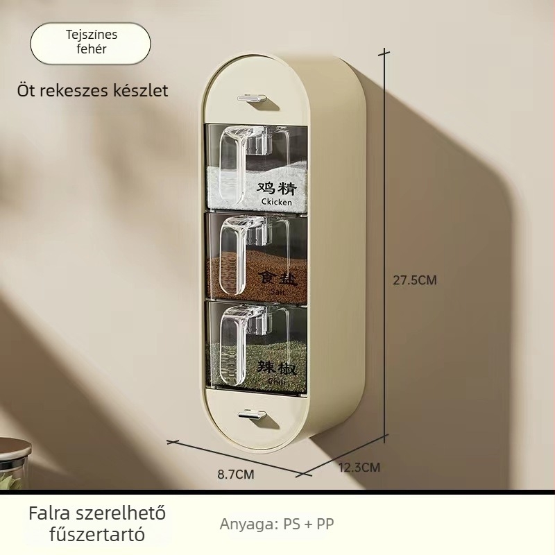 Falra szerelhető fűszertároló készlet – só és nátrium-glutamát