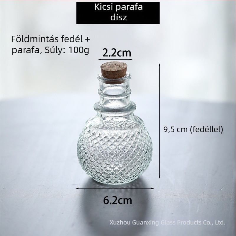 Európai vintage mini üveg parafadugóval, átlátszó kívánságüveg, tárolóedény, fotórekvizit, dekoratív dísztárgy