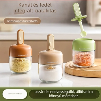 Kihúzható fűszertartó üvegkészlet beépített kanálfedéllel