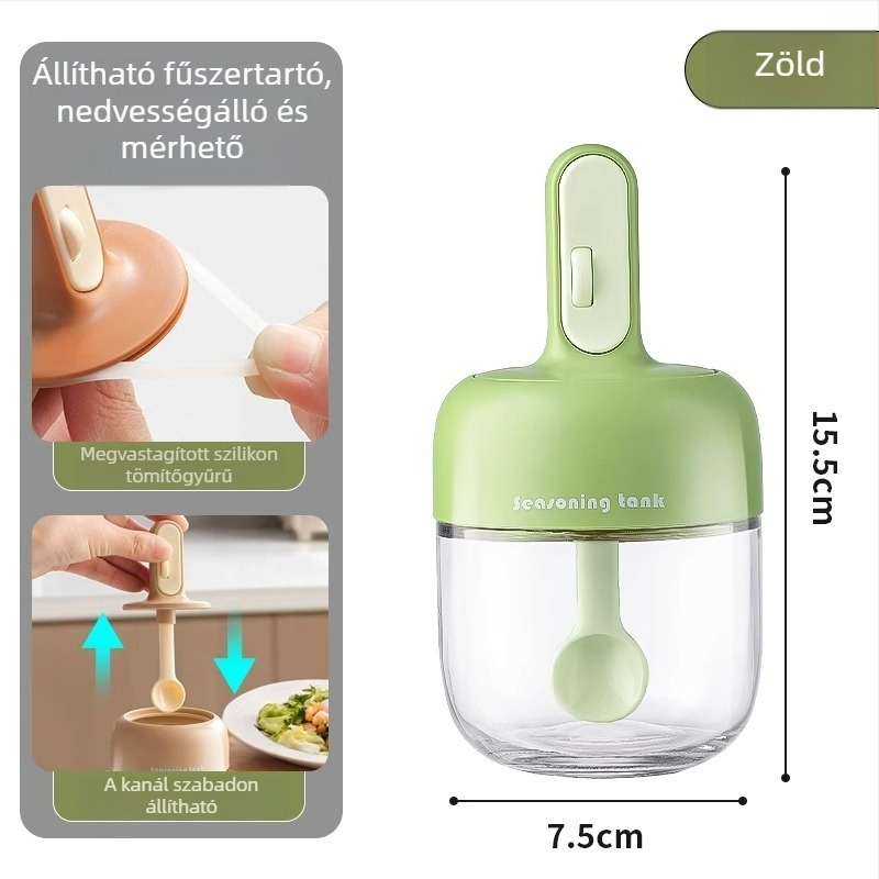 Kihúzható fűszertartó üvegkészlet beépített kanálfedéllel