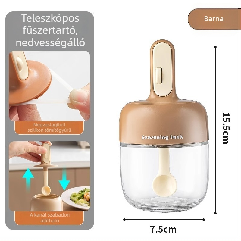 Kihúzható fűszertartó üvegkészlet beépített kanálfedéllel