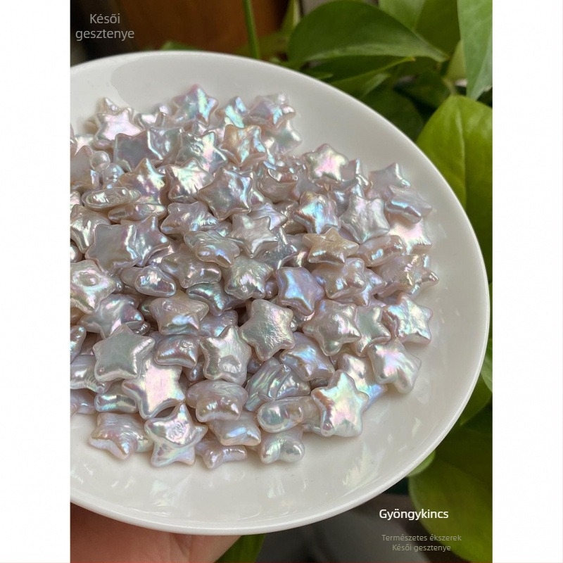 Édesvízi gyöngyök 10–11 mm, ötágú csillag alakú barokk gyöngyök, félkész DIY ékszerhez