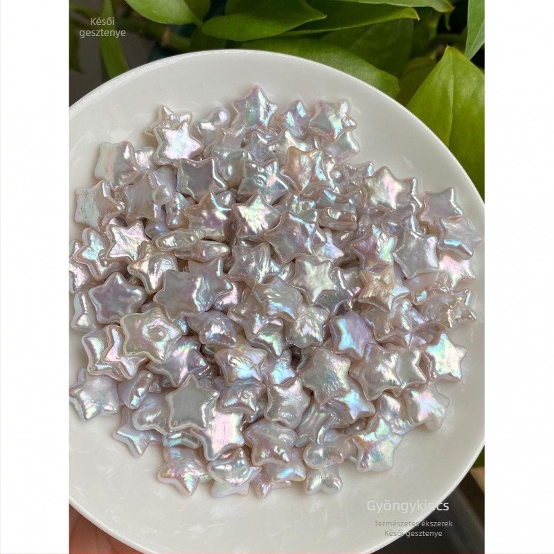 Édesvízi gyöngyök 10–11 mm, ötágú csillag alakú barokk gyöngyök, félkész DIY ékszerhez