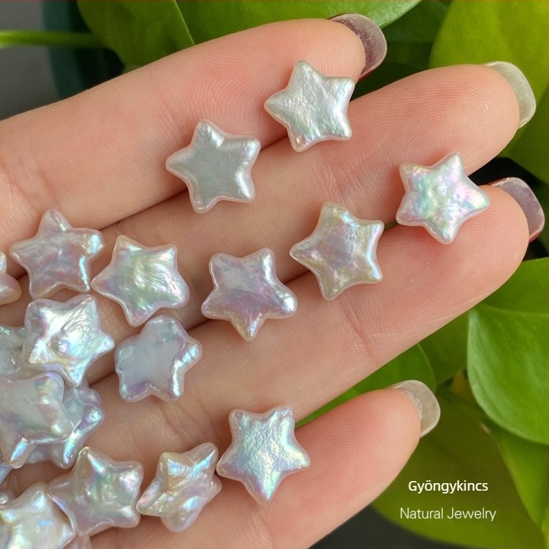 Édesvízi gyöngyök 10–11 mm, ötágú csillag alakú barokk gyöngyök, félkész DIY ékszerhez