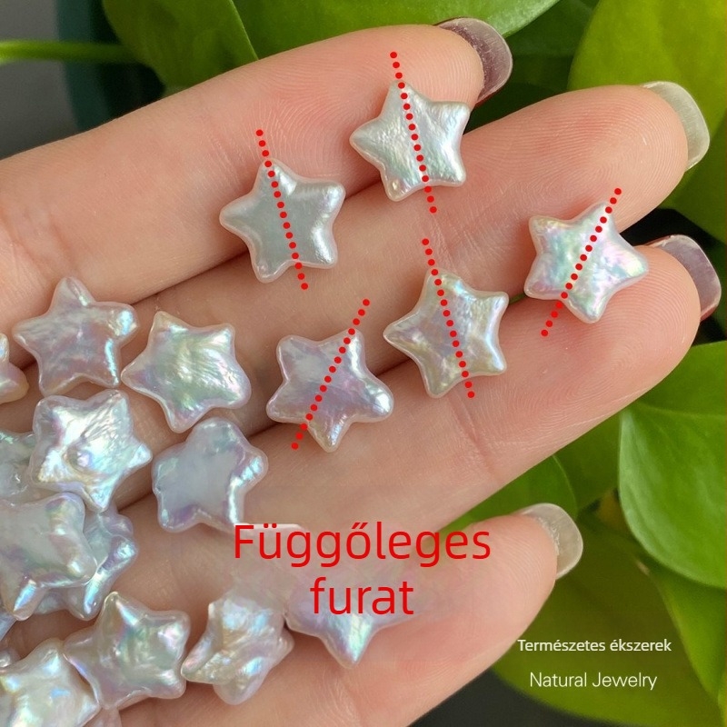 Édesvízi gyöngyök 10–11 mm, ötágú csillag alakú barokk gyöngyök, félkész DIY ékszerhez
