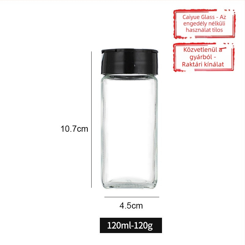 250 ml-es négyzet alakú üveg fűszertartó pillangó alakú fedéllel, otthoni konyhához – kömény és chili por, élelmiszer-minőség
