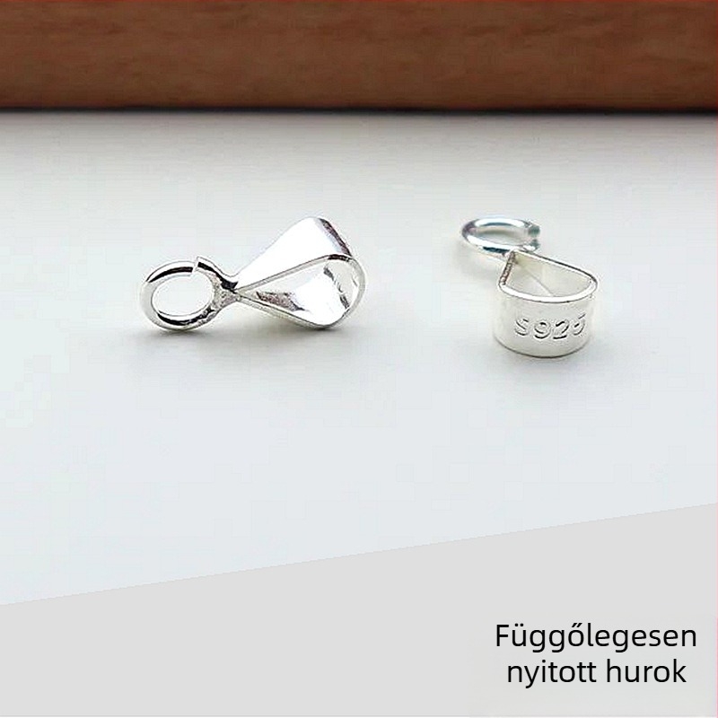 S925 Sterling ezüst – dinnyemag alakú csatoló, nyitott-zárt DIY ékszerhez (lánc és karkötő)