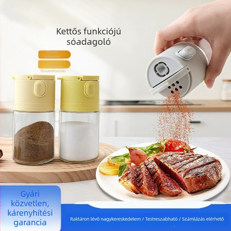 Üveg fűszertartó – konyhai multifunkcionális sótartó és tároló, nedvességbiztos zárás