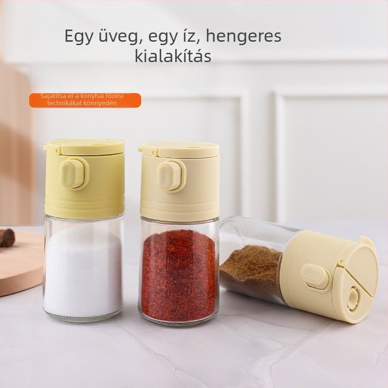 Üveg fűszertartó – konyhai multifunkcionális sótartó és tároló, nedvességbiztos zárás