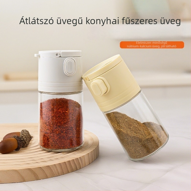 Üveg fűszertartó – konyhai multifunkcionális sótartó és tároló, nedvességbiztos zárás