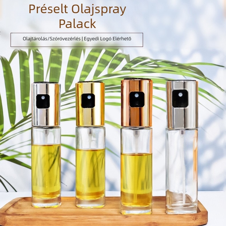Üveg olajspray palack zárható fedéllel, konyhára és grillsütőhöz, nyomásos permetező, csepegésmentes