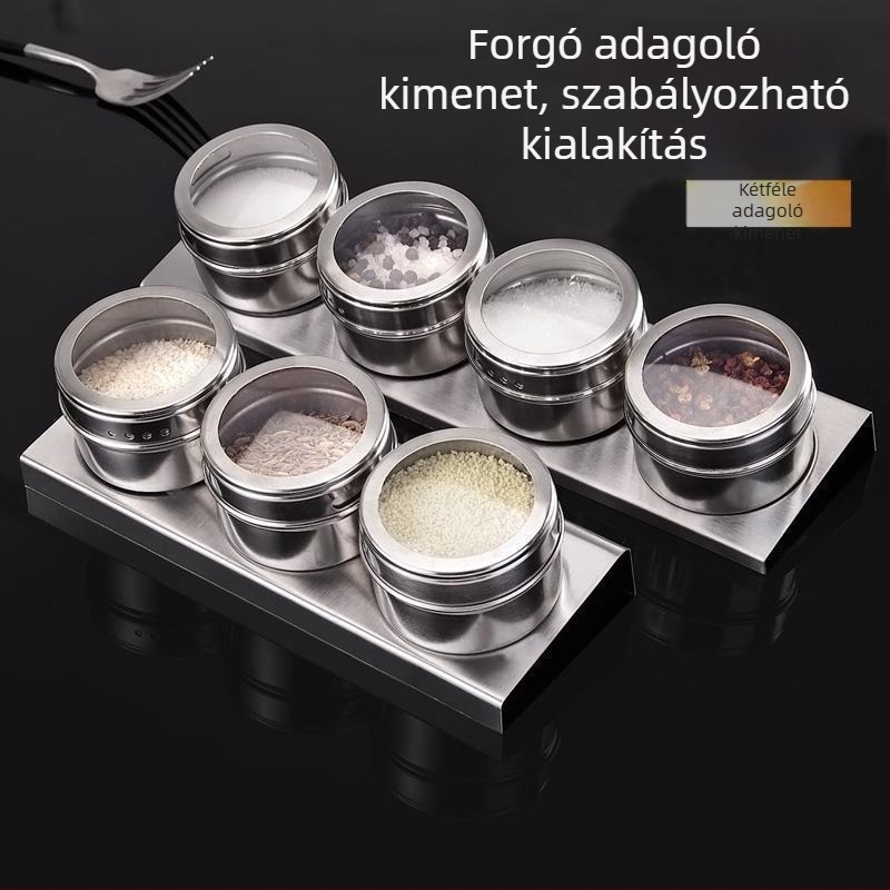 Rozsdamentes acélból készült átlátszó mágneses fűszertartó készlet konyhához és grillhez, nedvességálló fűszertartók, 3/4/6 ízvariációk