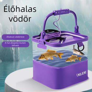 Átlátszó összecsukható halas vödör – élő halak számára, EVA anyag