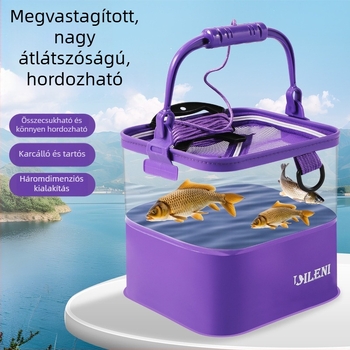 Átlátszó összecsukható halas vödör – élő halak számára, EVA anyag