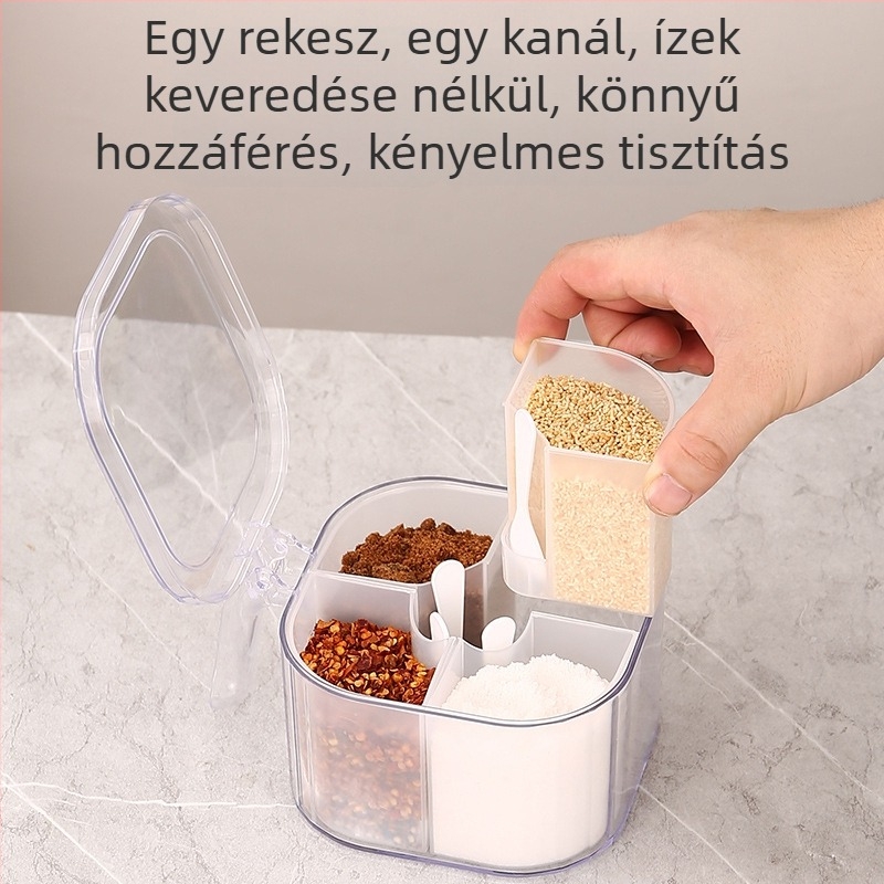Többcélú fűszertartó készlet a konyhai tároláshoz, só- és fűszeres üvegek, nedvességzáró és légmentesen záródó