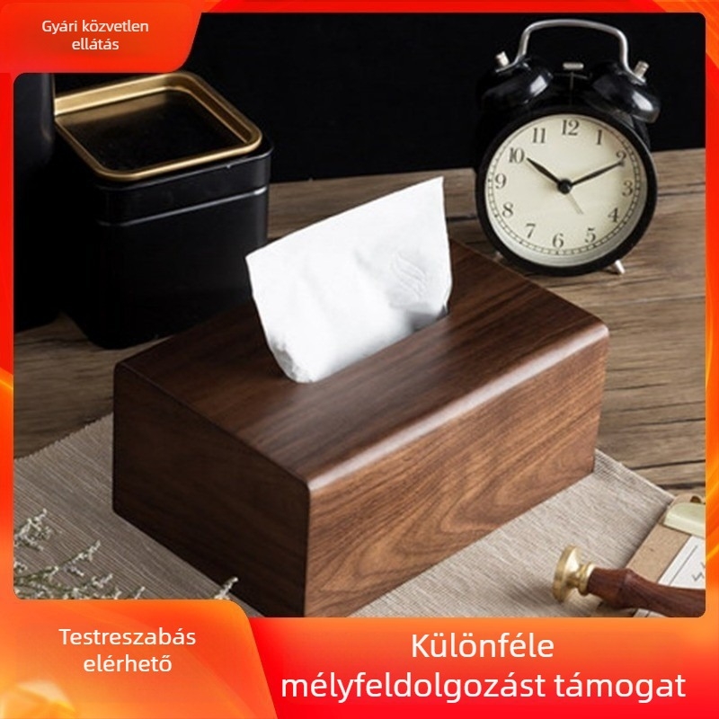 Fából készült papírzsebkendő tartó modern dizájnnal, irodába és nappaliba