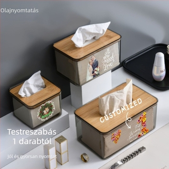 Személyre szabható kreatív szalvétadoboz, európai stílusú asztali tároló, fa szalvétatartó