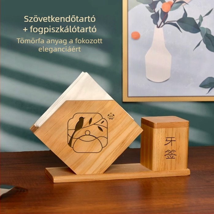 Bambusz- és famű papírzsebkendő doboz, négyszögletes szalvétadoboz szállodák és éttermek számára, kreatív, testreszabható