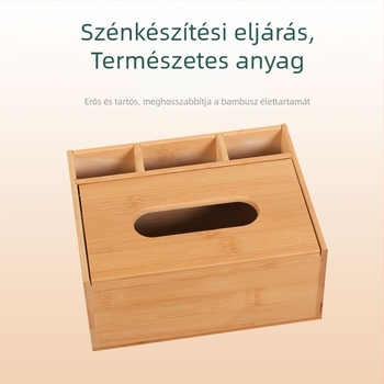 Bambuszfa zsebkendő doboz, falra szerelhető, multifunkcionális nappalira és fürdőbe