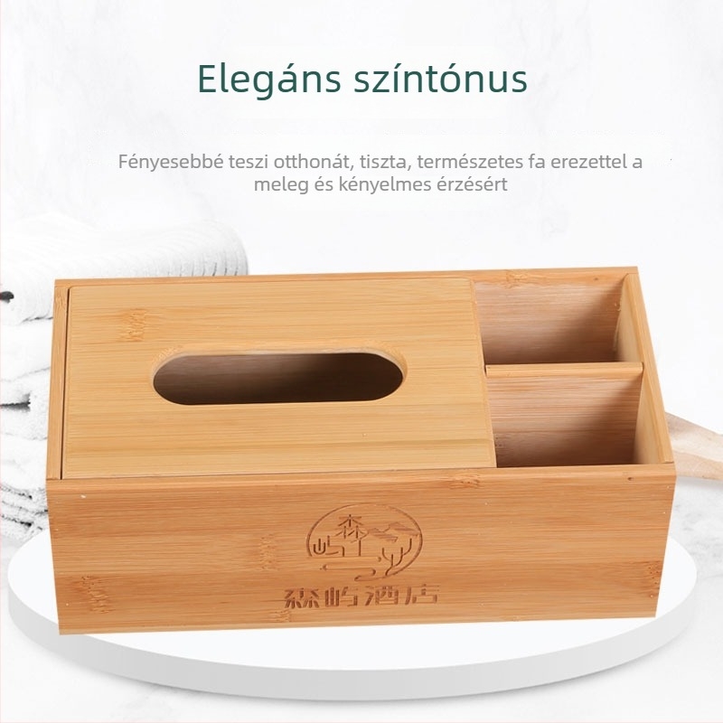 Bambuszfa zsebkendő doboz, falra szerelhető, multifunkcionális nappalira és fürdőbe