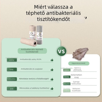 Antibakteriális mikroszálas konyhai tisztító kendő, rendkívül nedvszívó, foltot eltávolít, egyszer használható, kézzel téphető