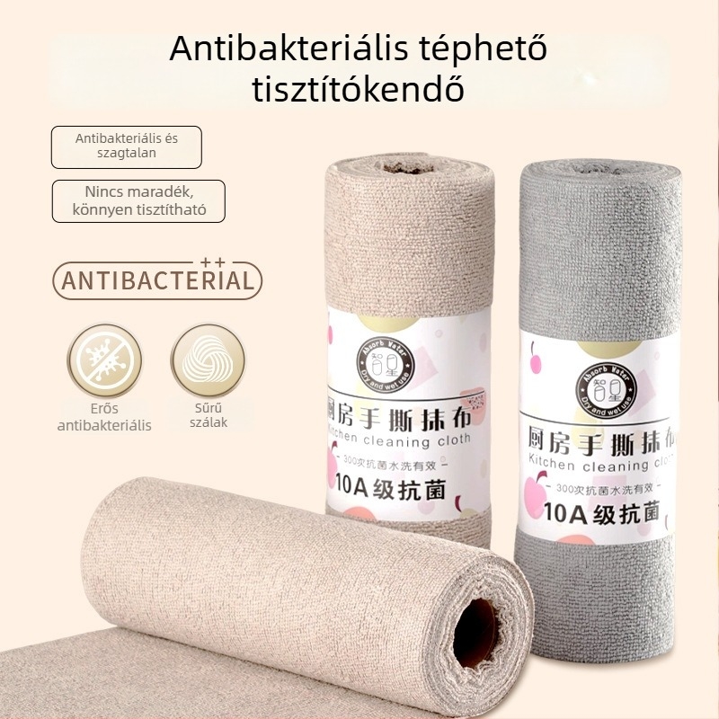 Antibakteriális mikroszálas konyhai tisztító kendő, rendkívül nedvszívó, foltot eltávolít, egyszer használható, kézzel téphető