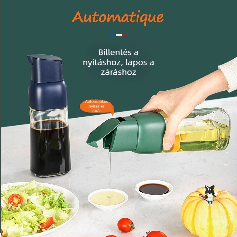 EXTTSEE üveg olajtartó automatikus gravitációs nyitófedelemmel, nagy kapacitású, konyhai olaj, ecet és szószok számára