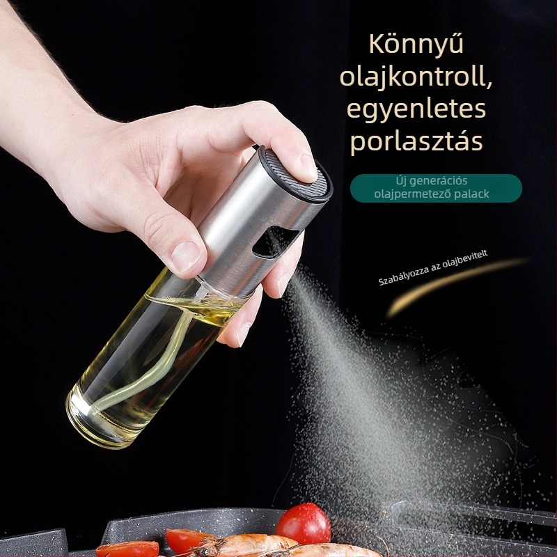 304 rozsdamentes acél olajspray üveg, nyomózáras, szivárgásmentes, konyhába és barbecue-hoz