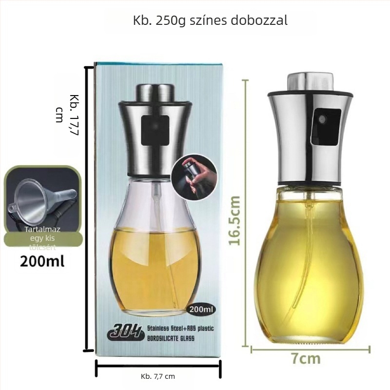 304 rozsdamentes acél olajspray üveg, nyomózáras, szivárgásmentes, konyhába és barbecue-hoz