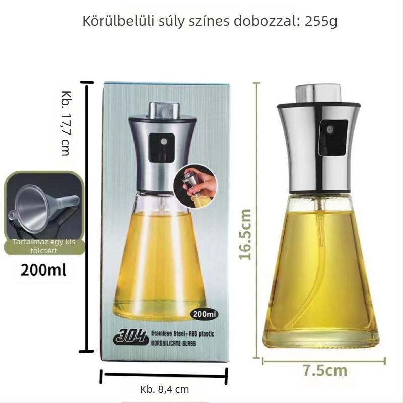 304 rozsdamentes acél olajspray üveg, nyomózáras, szivárgásmentes, konyhába és barbecue-hoz