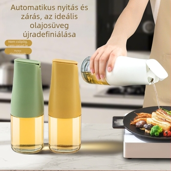 Üvegből készült olajtartó készlet konyhai fűszerekhez automatikus nyitófedéllel