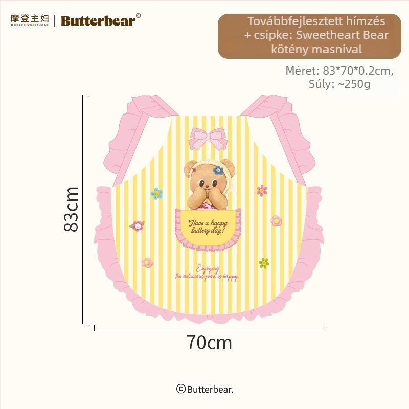 Modern Housewife & Butter Bear konyhai kötény – olaj- és vízálló, ujjatlan, egy méret mindenkinek, koreai stílus