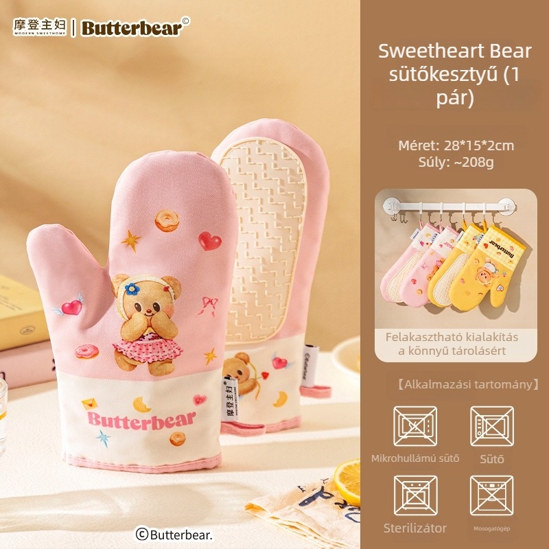 Modern Housewife & Butter Bear konyhai kötény – olaj- és vízálló, ujjatlan, egy méret mindenkinek, koreai stílus