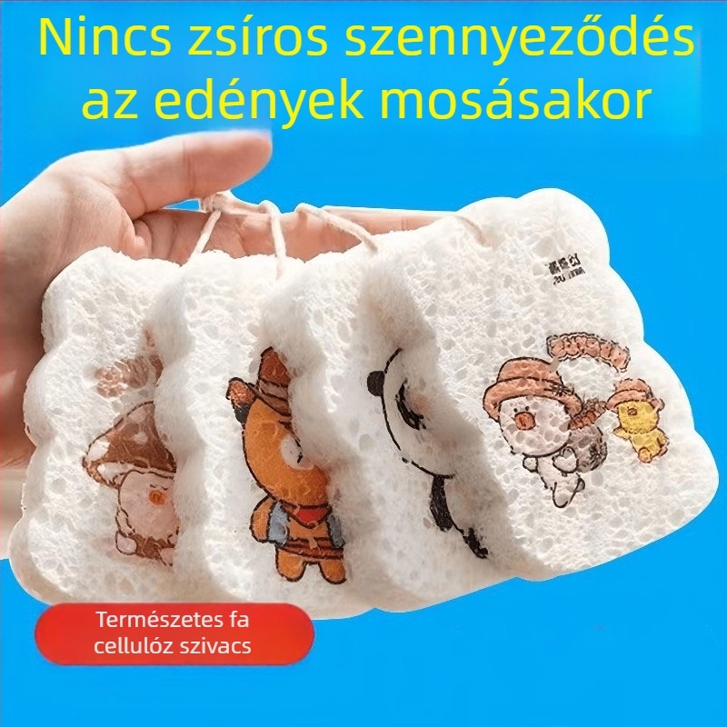 Vastagított fa cellulóz edénykendő a konyhába — olajálló tisztító szivacs és törölköző