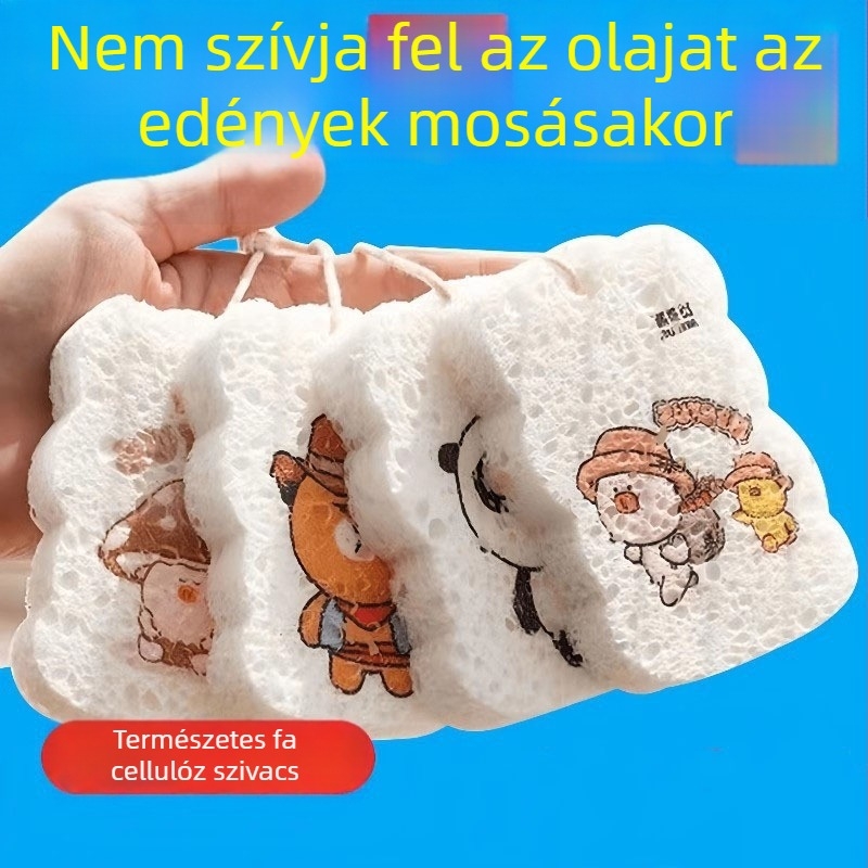 Vastagított fa cellulóz edénykendő a konyhába — olajálló tisztító szivacs és törölköző
