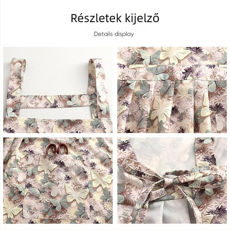 Varázslatos stílusú kötény otthonra és a konyhába, olajálló derék-kötény zsebekkel, egy méret mindenkinek, virágüzletek és cukrászdák munkaruhája.