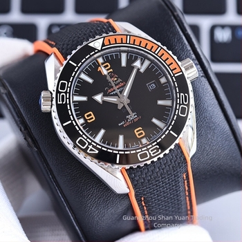 Férfi automata mechanikus karóra, rozsdamentes acél tokozású tok és csuklópánt, 41 mm tárcsa, narancs kiemelés, európai stílus
