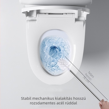Hosszú nyélű WC-kefe rozsdamentes acélból, függő kialakítású, gömb alakú tisztítófej