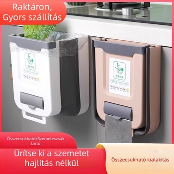 Összecsukható falra szerelhető konyhai szemetes, szekrényajtóhoz illeszkedő, 4 literes műanyag