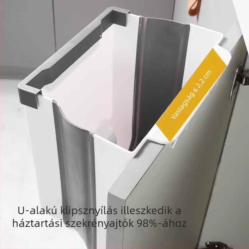 Összecsukható falra szerelhető konyhai szemetes, szekrényajtóhoz illeszkedő, 4 literes műanyag