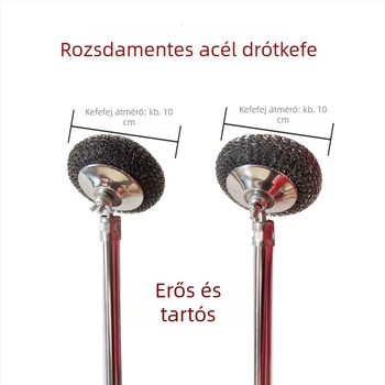 Hosszú fogantyújú rozsdamentes acél edények tisztító keféje, huzalos gömbbel, meghosszabbított huzalos fej, nagy méretű konyhai tisztító eszköz, többfunkciós tisztító