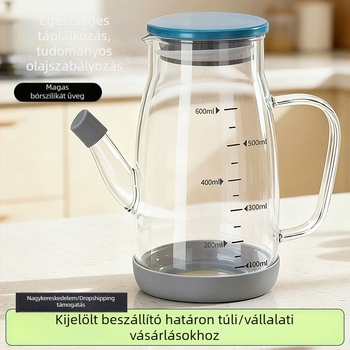 Nagy kapacitású boroszilikát üveg olajtartály automata nyitó-záró fedéllel, alkalmas szójaszósz és ecet számára