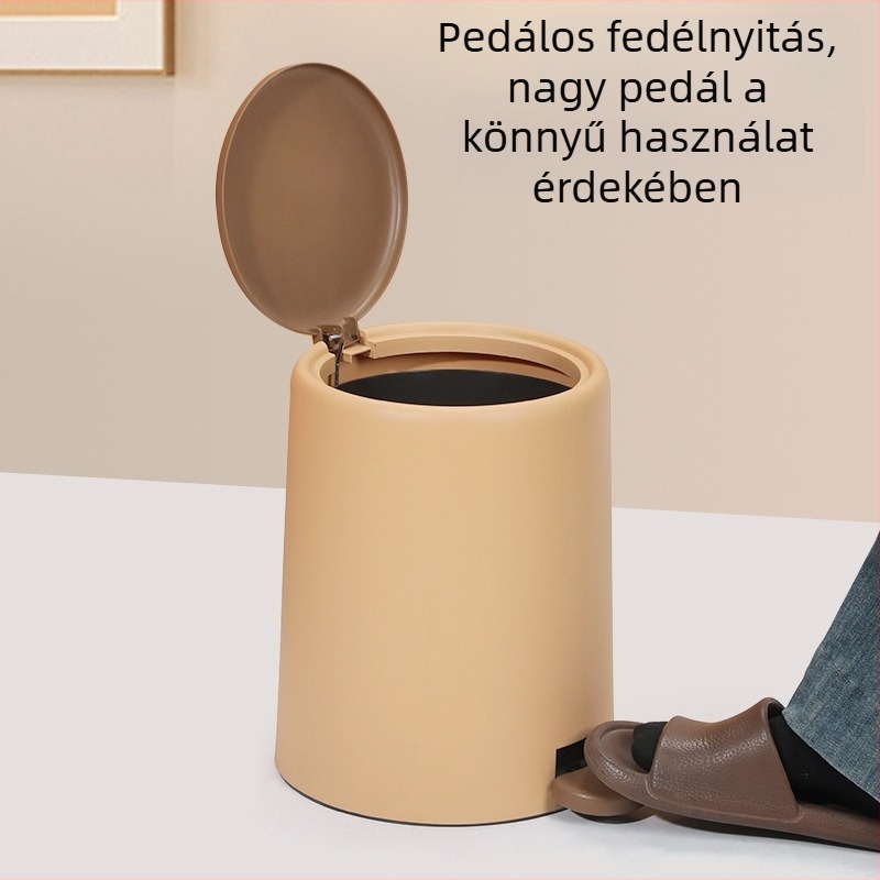 Yongsheng 8L pedálos szemetes fedővel, műanyag bőrhatású, hálószobába